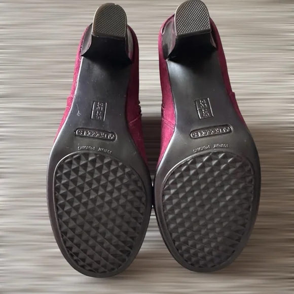 Aerosoles Scroll Book Womens Ankle Boots Burgundy Faux Suede - Picture 3 of 5